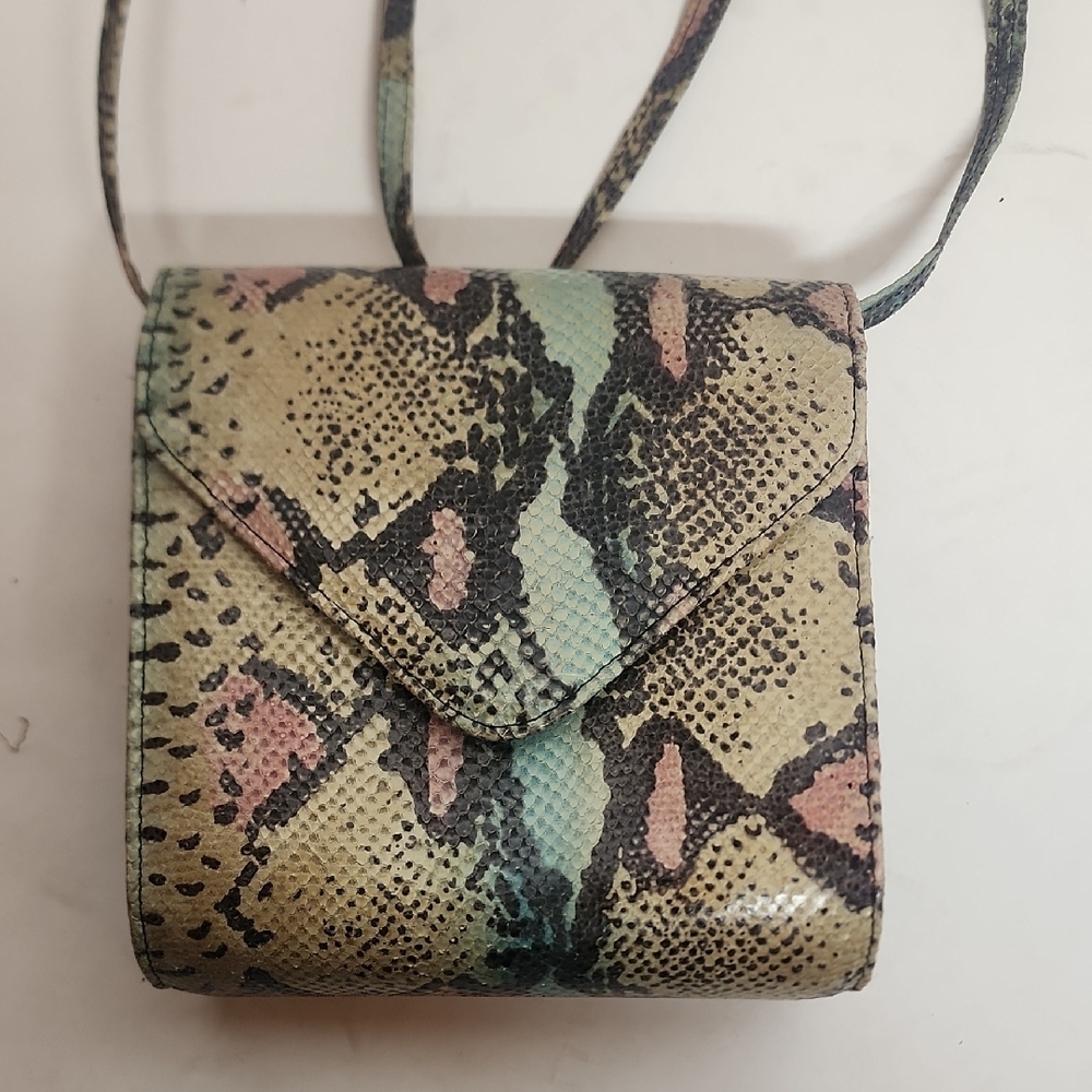 Vintage Fiori Made in Italy Stylish Multicolor Snake Print Women's Crossbody Bag